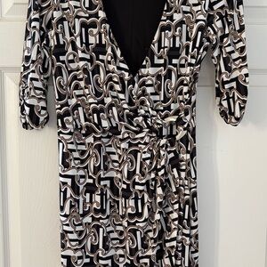 Laundry By Shelli Segal Abstract Black and White Dress